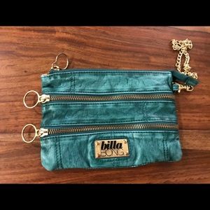 NEW Teal Leather Billabong wristlet vintage